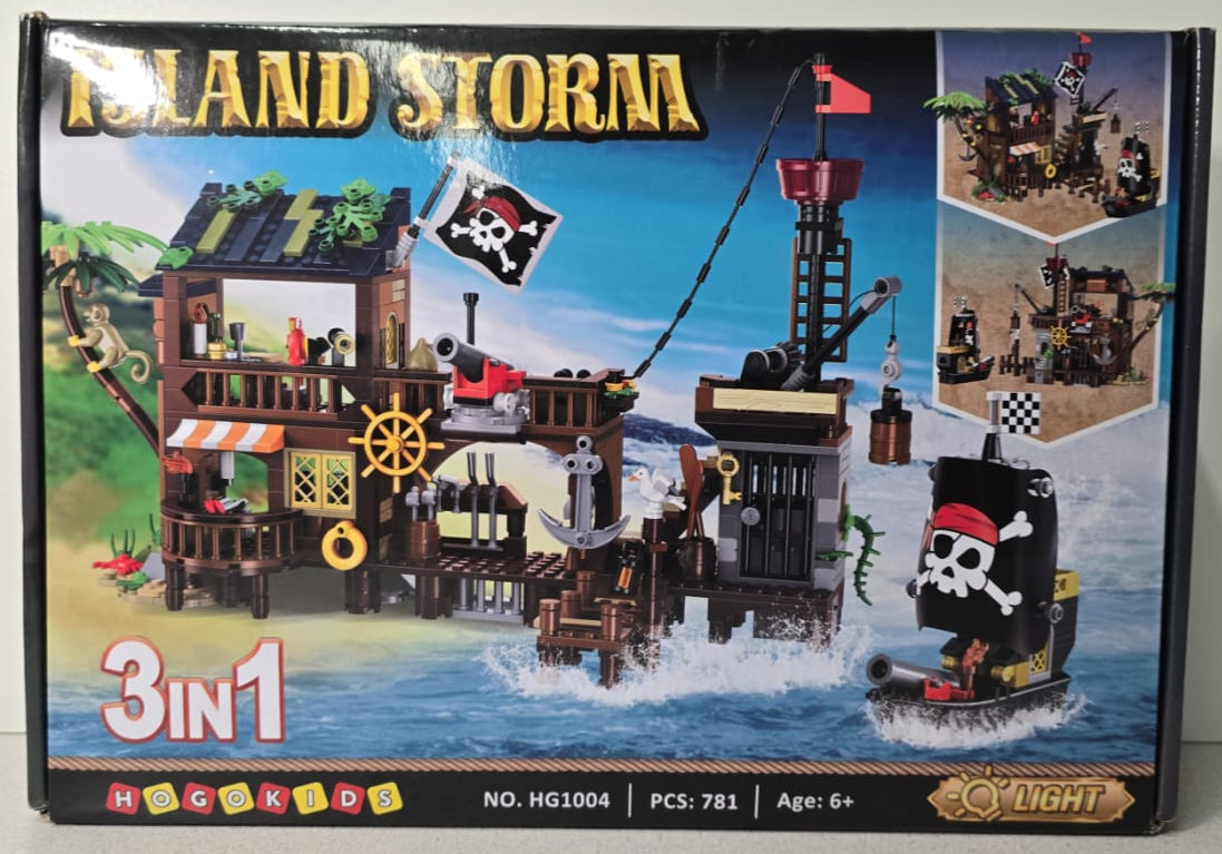 HOGOKIDS Piratenschiff Werft Bauspielzeug mit LED-Licht - 781PCS Mittelalterliches Piratenhaus Baustein-Set
