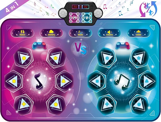 Verbesserte extra große elektronische Tanzmatten, Tanzunterlage mit Einzel- und Doppelspieler-Modus, Tanzmusik-Spielmatte mit LED-Licht