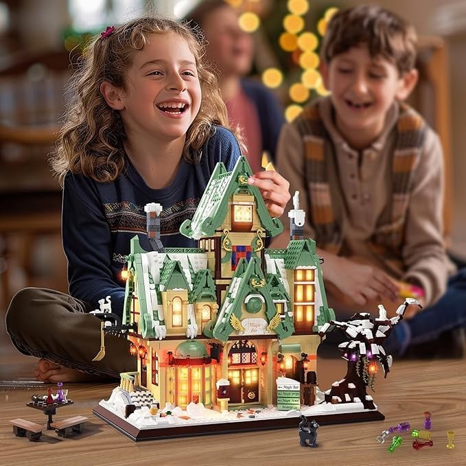 HOGOKIDS Magisches Bauspielzeug mit LED Licht - Magic Schloss Mini Bauklotz Haus Büro Dekor, Architektur Haus