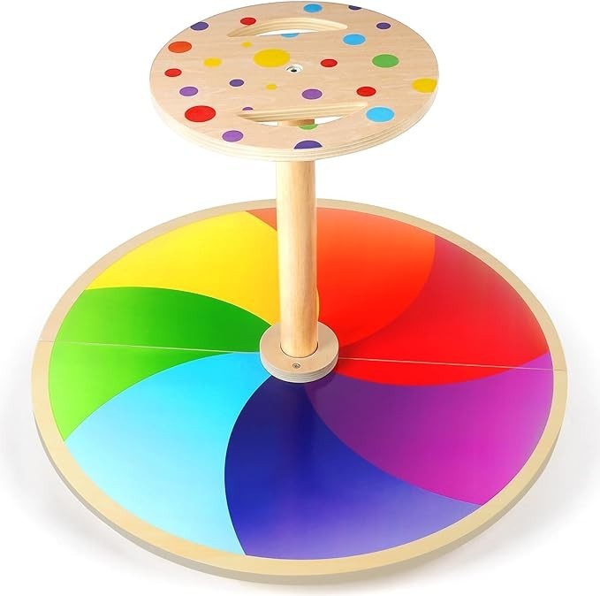 Regenbogen-Dreh Sitz aus Holz, 360°-Sitz- und Drehspielzeug für Kleinkinder 1–3, klassischer drehbarer Sitz