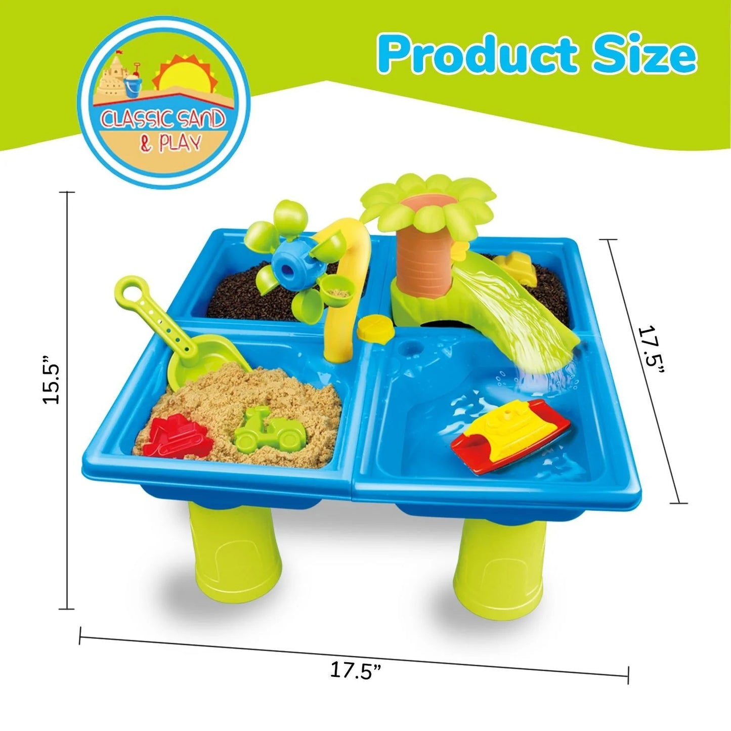 Klassischer Sand & Play Sand- und Wassertisch für Kinder, 24-teiliges Set, Fun Activity Center für Kleinkinder