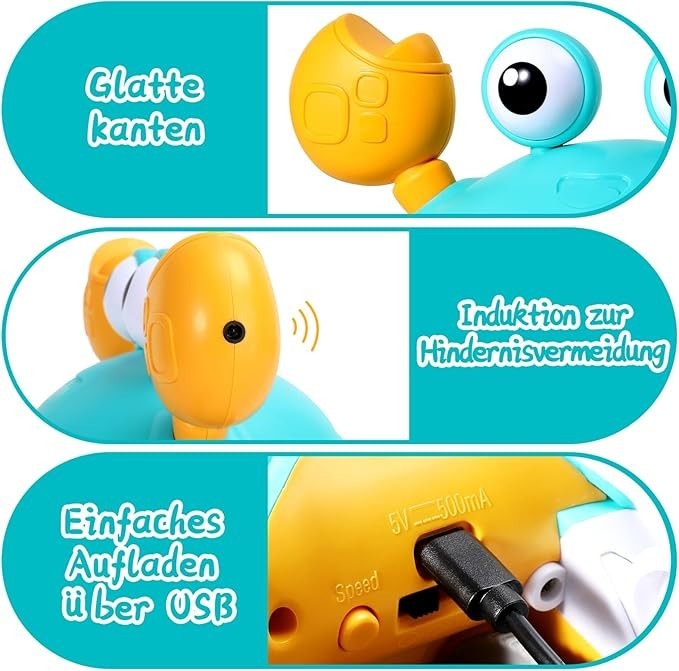 ECHOCUBE Interaktives Krabbelspielzeug, Interaktive Musikkrabbe, die automatisch Hindernissen ausweicht.