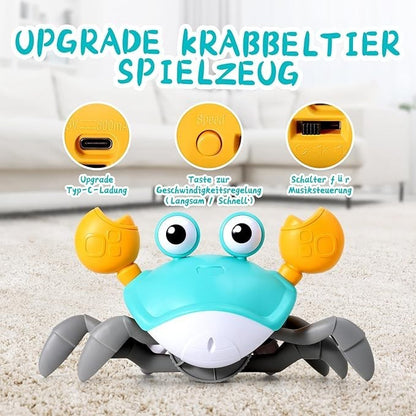 ECHOCUBE Interaktives Krabbelspielzeug, Interaktive Musikkrabbe, die automatisch Hindernissen ausweicht.