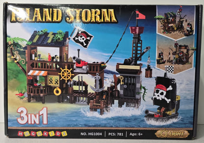 HOGOKIDS Piratenschiff Werft Bauspielzeug mit LED-Licht - 781PCS Mittelalterliches Piratenhaus Baustein-Set