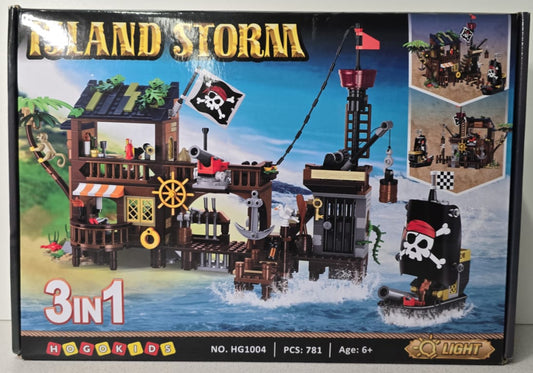 HOGOKIDS Piratenschiff Werft Bauspielzeug mit LED-Licht - 781PCS Mittelalterliches Piratenhaus Baustein-Set