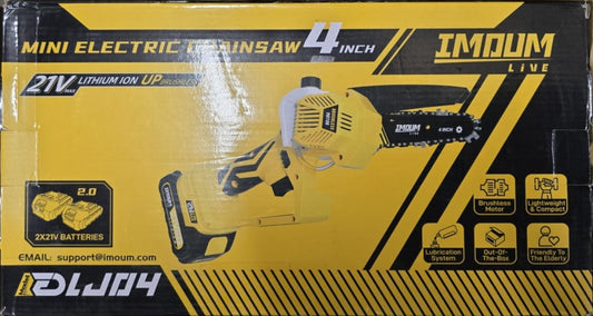 Mini Kettensäge 8 Zoll mit 2 Akkus 3.0Ah, IMOUMLIVE Bürstenlose Kettensäge Mini Kettensäge Elektro mit Automatischer Schmierung, Handkettensäge Akku für Gartenscheren Astschere Holzschneiden