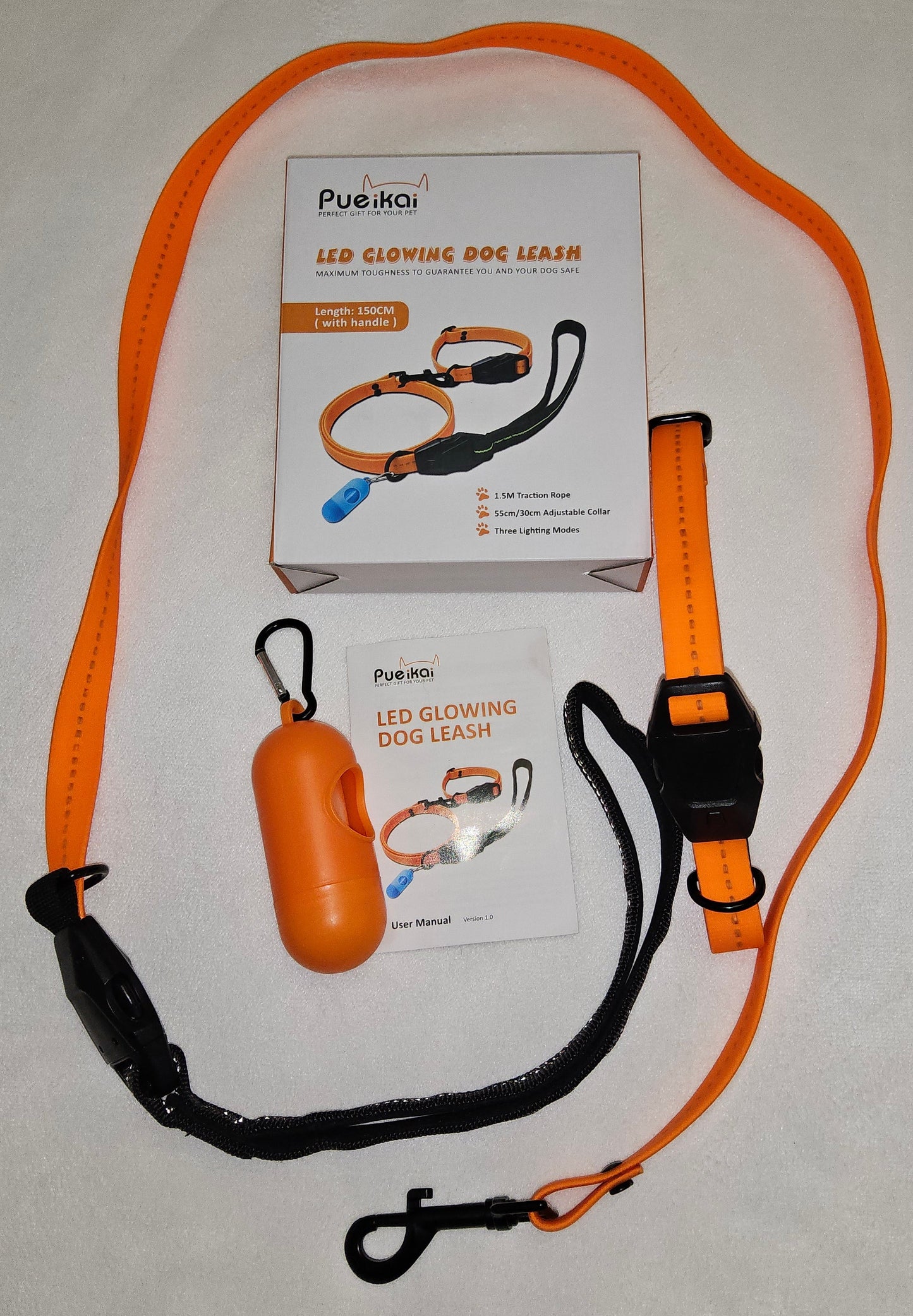 Haustier Leine mit Halsband beides LED leuchtend