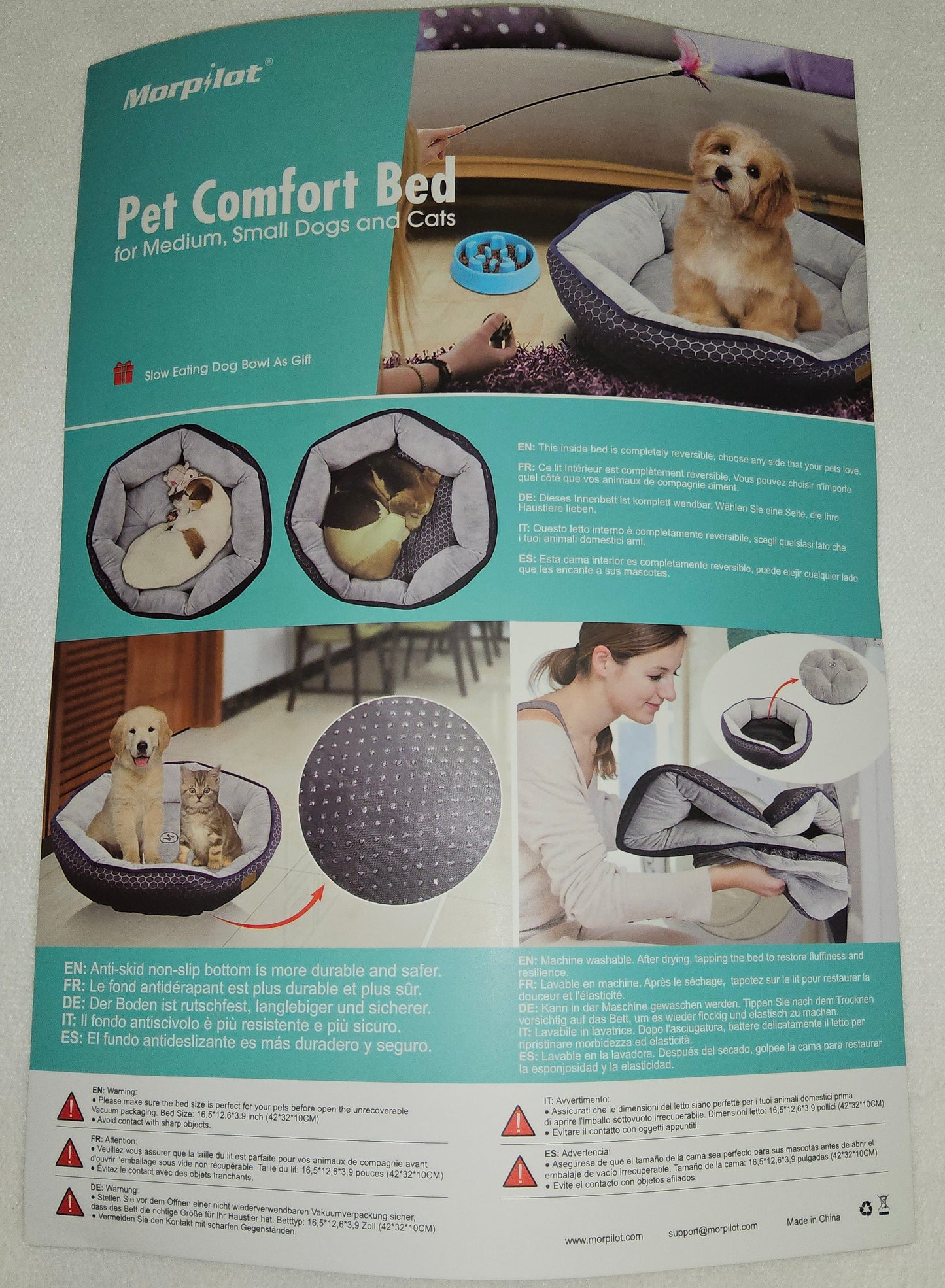 Haustier Platzkissen mit Futternapf gegen Schlingschutz