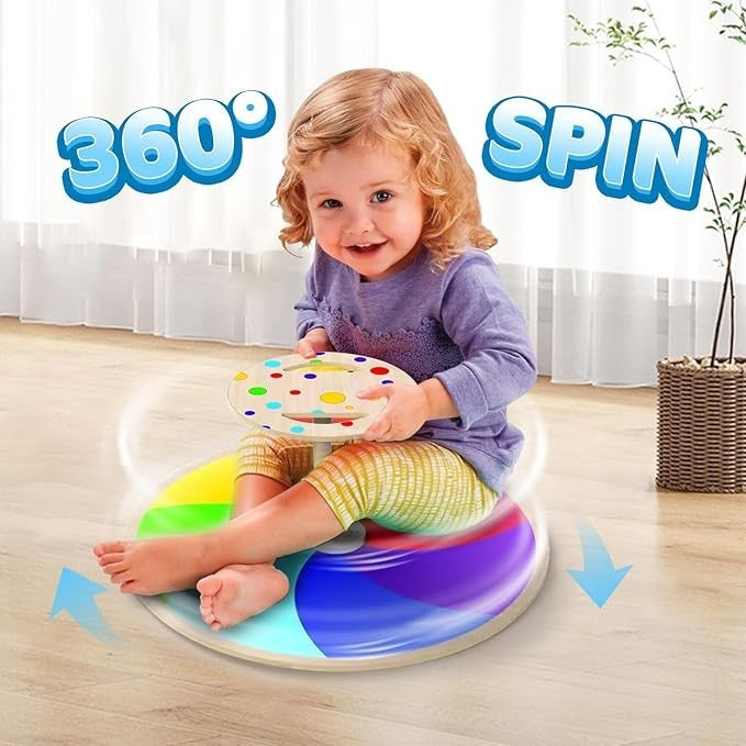 Regenbogen-Dreh Sitz aus Holz, 360°-Sitz- und Drehspielzeug für Kleinkinder 1–3, klassischer drehbarer Sitz