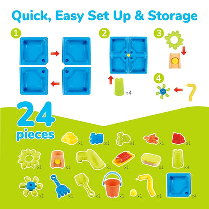 Klassischer Sand & Play Sand- und Wassertisch für Kinder, 24-teiliges Set, Fun Activity Center für Kleinkinder