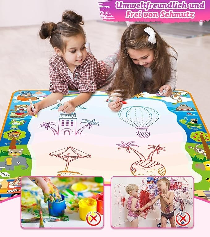 Spielzeug Kinderspielzeug ab 1 2 3 Jahre - 100×100cm Wasser Doodle Matte - Aqua Magic Doodle Matte - Große Wassermalmatte