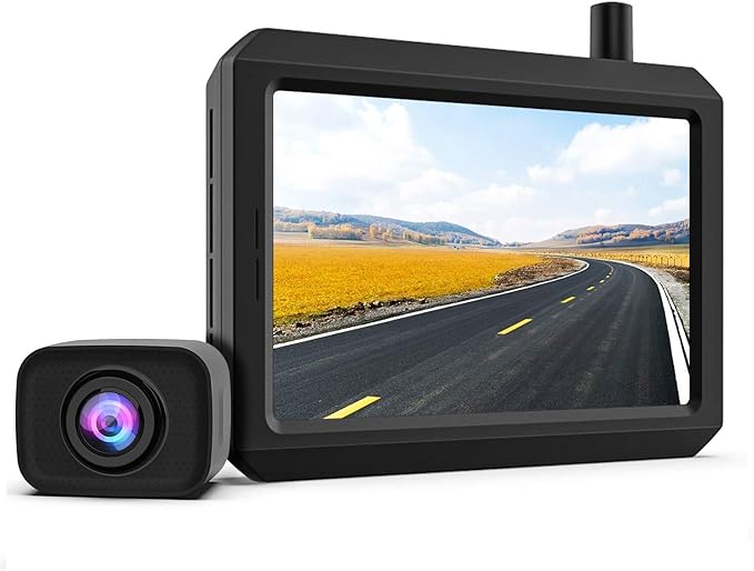 Digital Kabellos Rückfahrkamera Set W7 , Funk Rückfahrkameras mit Stabilem Signal, 5" HD Monitor, Drahtlose Rückfahrkamera mit IP68 Wasserdichter Kamera, Nachtsicht