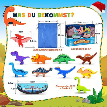 DejaNard Dinosaurier-Stapelspielzeug aus Holz, Montessori Spielzeug