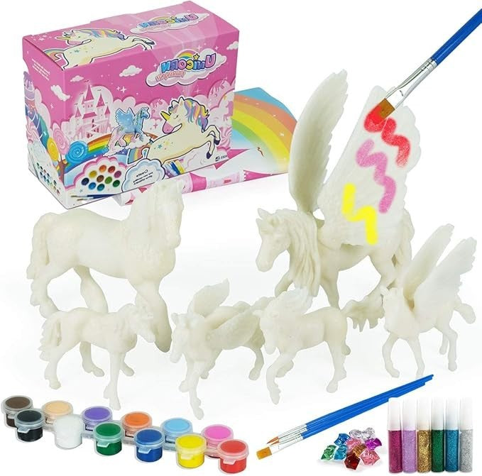 whatstem DIY Malerei Einhorn Kit Kunst und Handwerk Set für Kinder oder Mädchen Dekorieren und Zeichnen 3D Spielzeug für Kinder