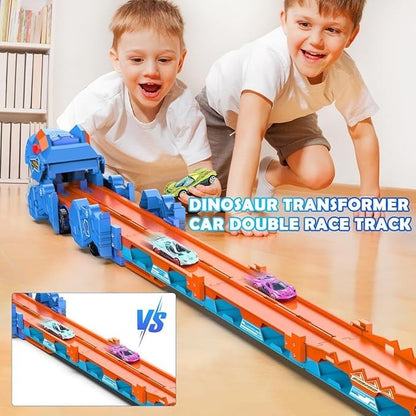 VATOS Dinosaurier Transport Truck Auto Spielzeug - 2 in 1 Auswurf Folding Portable Track Auto mit 8 Race Cars