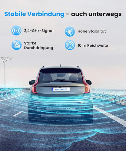 AUTO-VOX Rückfahrkamera Kabellos: 4.8 Zoll Bildschirm, HD 1080P Nachtsicht, IP69K Wasserdicht, Einfache Montage, Rückfahrkamera für Auto, LKW, Wohnmobil, Stabiles Signal, Kein Sichtverlust-AW11