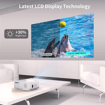 Beamer, 20000 Lumen 1080P Full HD Beamer 4K Heimkino Unterstützt, 5G WiFi Bluetooth