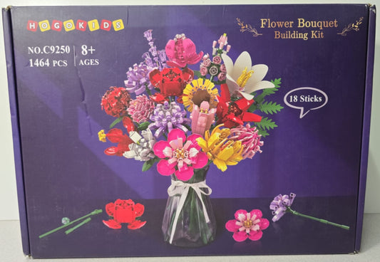 HOGOKIDS Blumen Bauset für Mädchen ab 8+ Jahren - 18 Blume Blumenstrauß Bausteine, 1464 Teilige Kunstblumen Pflanzen Bausatz