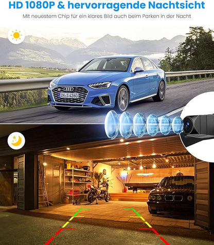 Auto-VOX Rückfahrkamera Auto: Plug & Play 4.8" 1080P Rückfahrkamera Nachrüsten Stabiles Signal, klares Nachtsicht Rückfahrkamera-System, IP69K Rückfahrkameras mit 3X Zoom für LKW SUV Wohnmobil