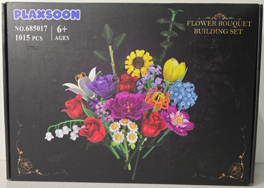Blumenstrauß-Bauset, 18 Blumen, Rosen-Bausteine, 1065 Teile, botanische Sammlung, Baustein, Spielzeugpflanze, Heimdekoration