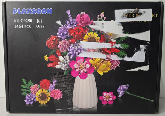 PLAXSOON Blumen Bauspielzeugset für Erwachsene, 18 Blumenstrauß Bausteine 1464 Stück, Botanik Kollektion Bauklötze Pflanzen Home Deko