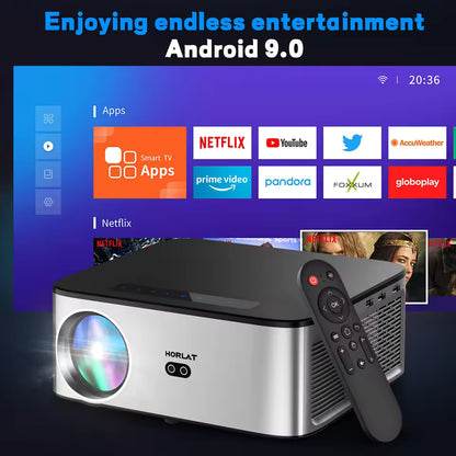 T03 T09 T07 CNY 120.00/piece HORLAT Projektor 4K 1080P Native 26000 Lumen 1200ANSI Android 9.0 Dual Band