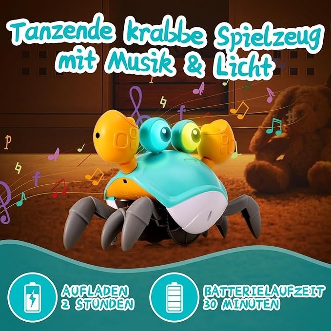 ECHOCUBE Interaktives Krabbelspielzeug, Interaktive Musikkrabbe, die automatisch Hindernissen ausweicht.